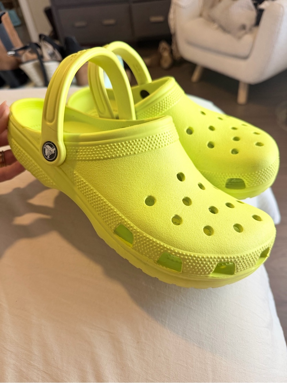 Neon Yellow Crocs- Almost perfect condition